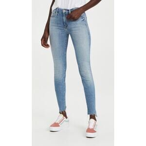 Mother The Looker Two Step Blue Cotton Ankle Fray Jeans Size 23